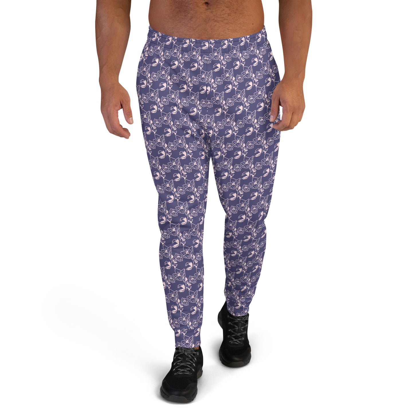 Men's Joggers, " Pattern Collection " Violet Petal Harmony