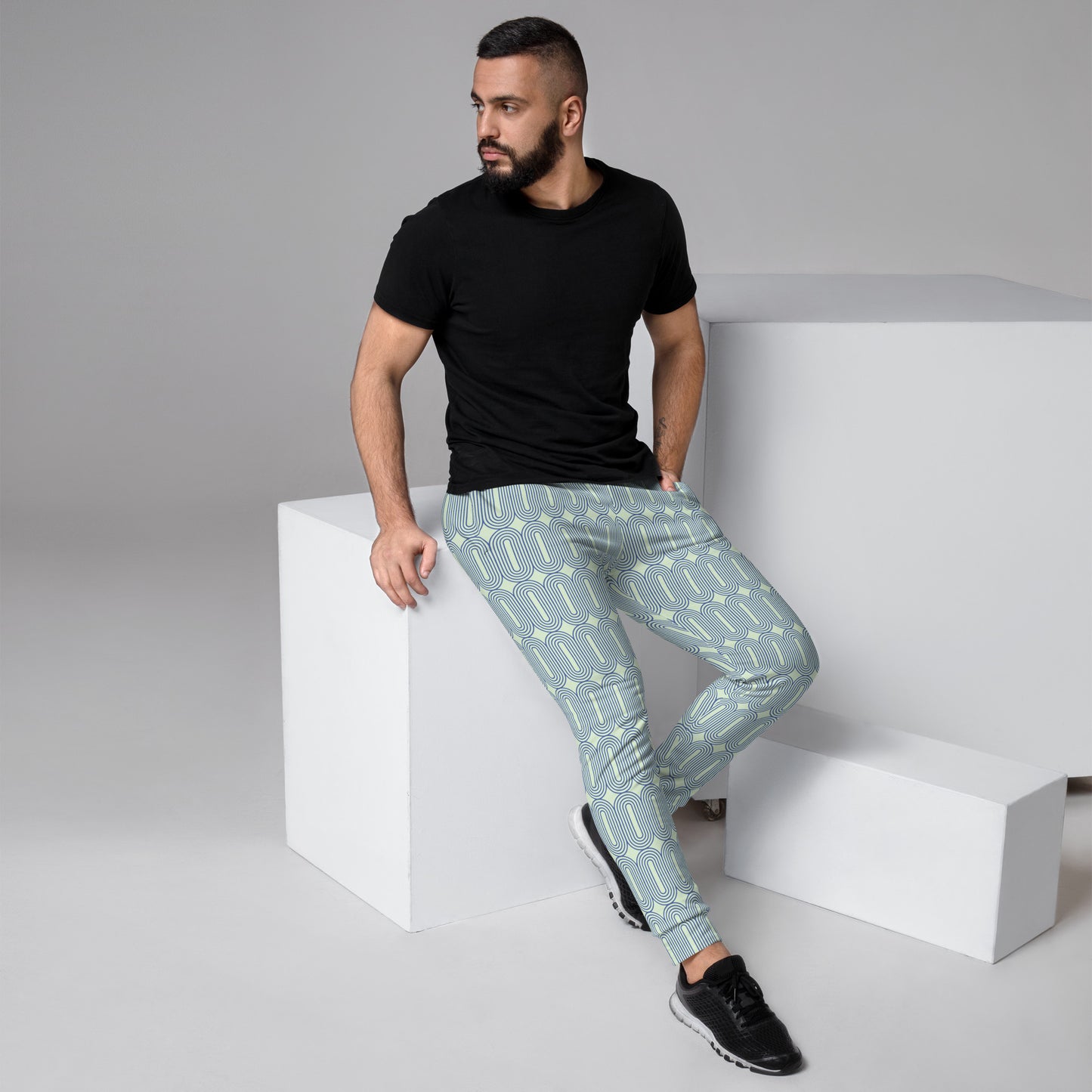 Men's Joggers, " Pattern Collection " Azure HexaLattice Original